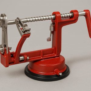 Professional Apple Peeler Corer Slicer Heavy Duty Die Cast Metal Machine with Suction Base for Fast Fruit Processing Manual Crank Red