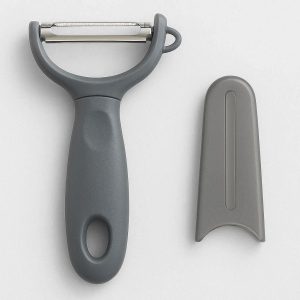 Precision Swivel Peeler with Protective Cover Stainless Steel Blade for Detailed Fruit and Vegetable Peeling Compact Kitchen Tool Gray