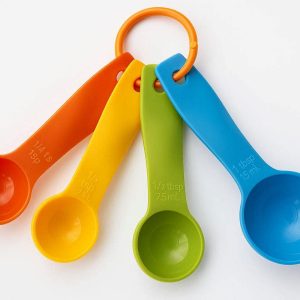 19 Plastic Measuring Spoons Set of 5 Colorful Teaspoons and Tablespoons with Ring Holder for Baking and Cooking Accurate Measurements Multi