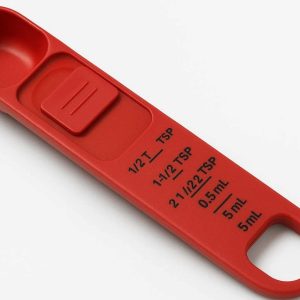 20 Adjustable Measuring Spoon for Dry and Liquid Ingredients Magnetic Scale Spoon with Sliding Cover for Space Saving Kitchen Gadget Red